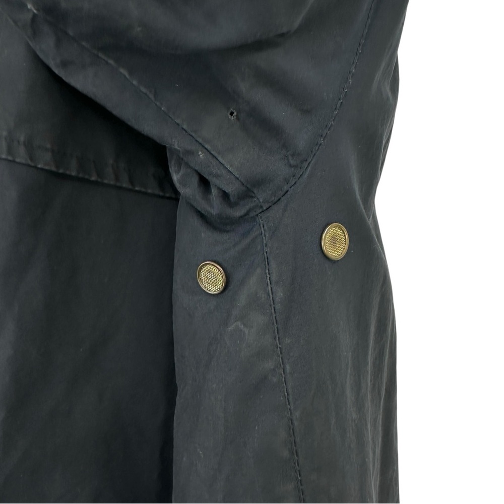 Vintage Burberry Washed Black Black Waxed Cotton Contrast Collar Trench Coat - Picture 8 of 15